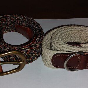 LOT TWO WOVEN BELTS UNBRANDED AND LIMITED  VERY GOOD COND 1 1/4" WIDE SIZE 36